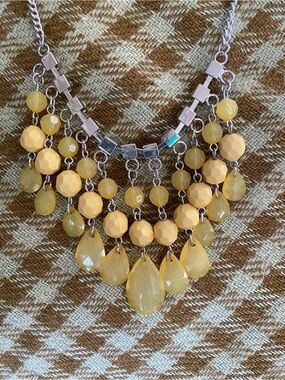 Yellow Beaded Statement Necklace - Women Jewelry